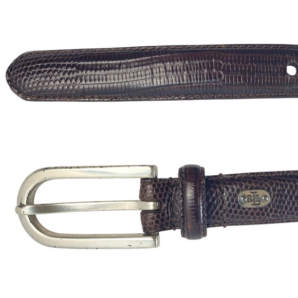 LAUREN RALPH LAUREN Brown Leather Belt Snake Print Size XL - Picture 2 of 8
